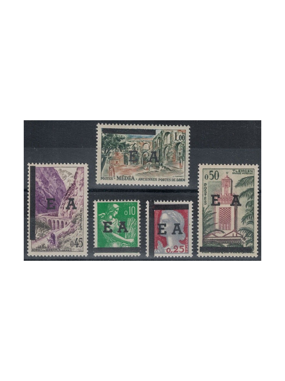 ALGERIA 1962 Soprastampati 5v MNH**
