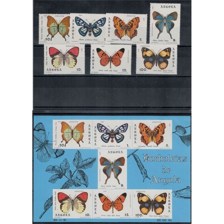 ANGOLA 1982 Farfalle - Butterflies 7v + 1 BF MNH**