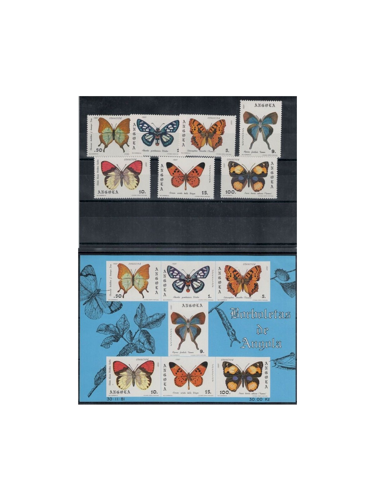 ANGOLA 1982 Farfalle - Butterflies 7v + 1 BF MNH**