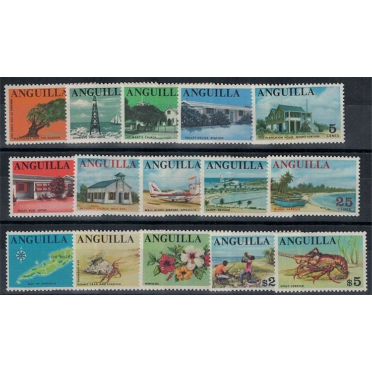 ANGUILLA 1967-68 Ordinary series 15v MNH**