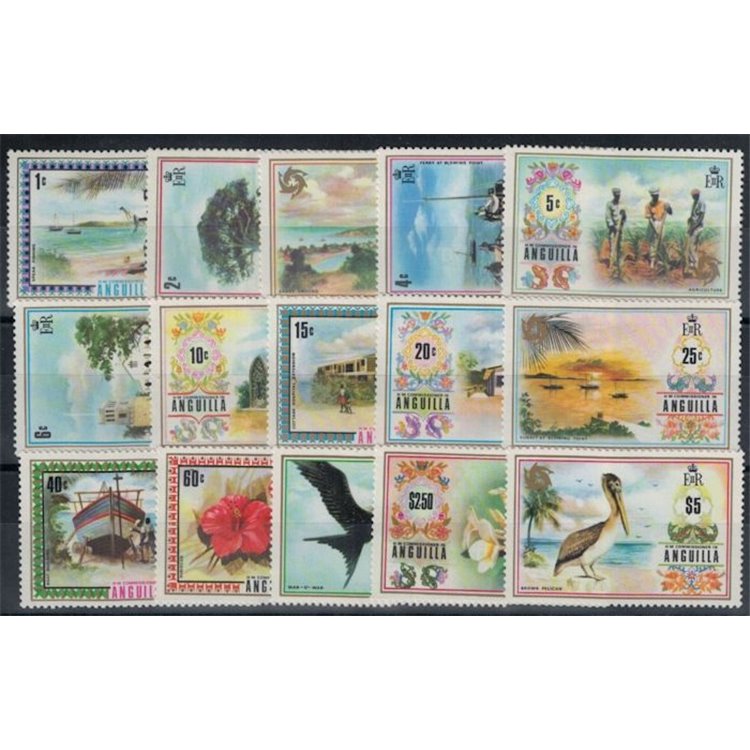 ANGUILLA 1972 Serie ordinaria 15v MNH**
