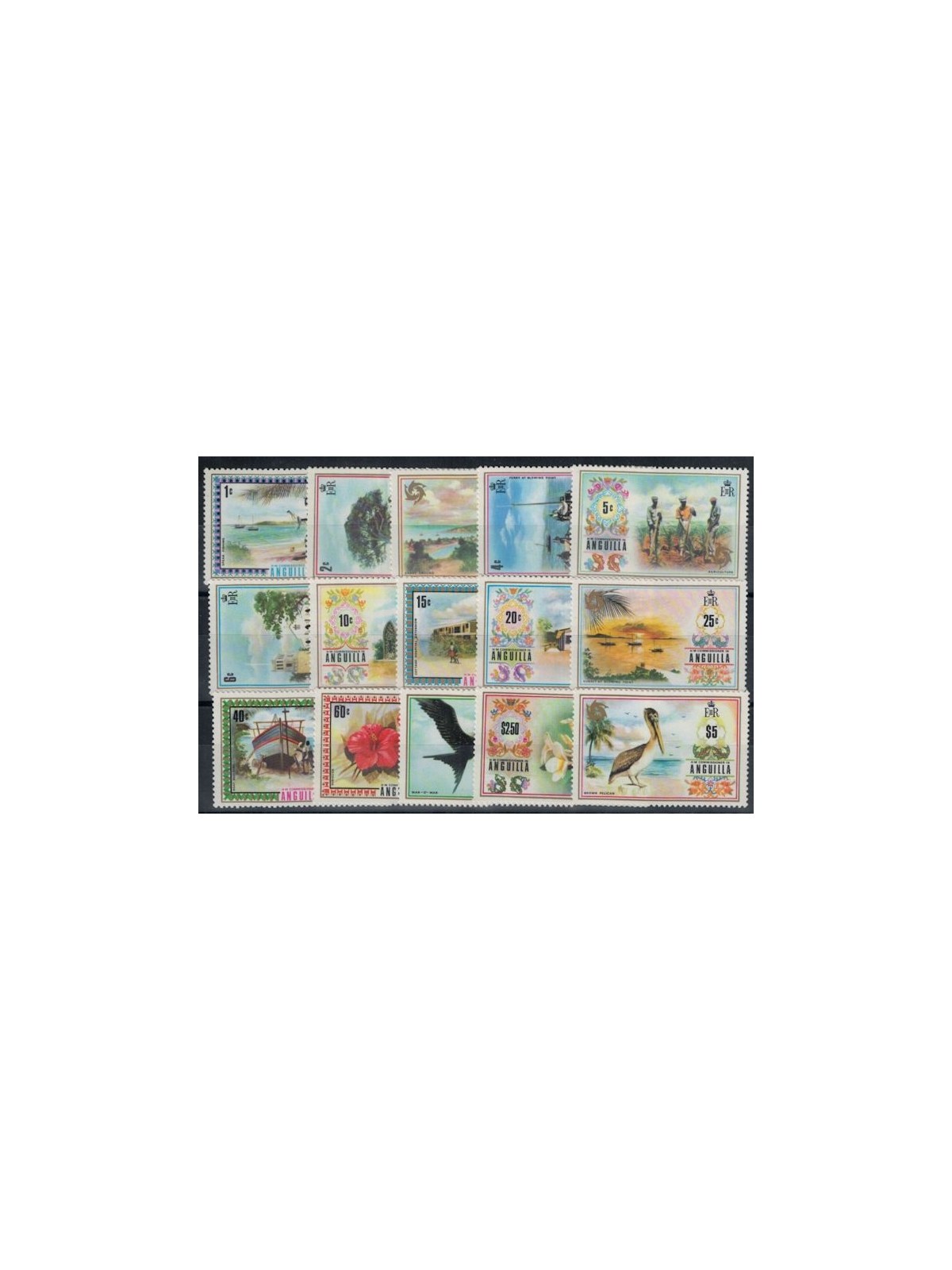 ANGUILLA 1972 Ordinary series 15v MNH**