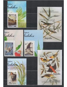 ANGUILLA 1985 John James Audubon, birds 4v + 2 s/s MNH**