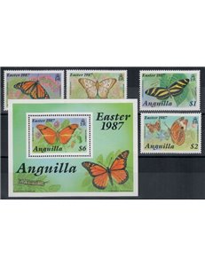 ANGUILLA 1987 Fauna, farfalle 4v + 1 BF MNH**