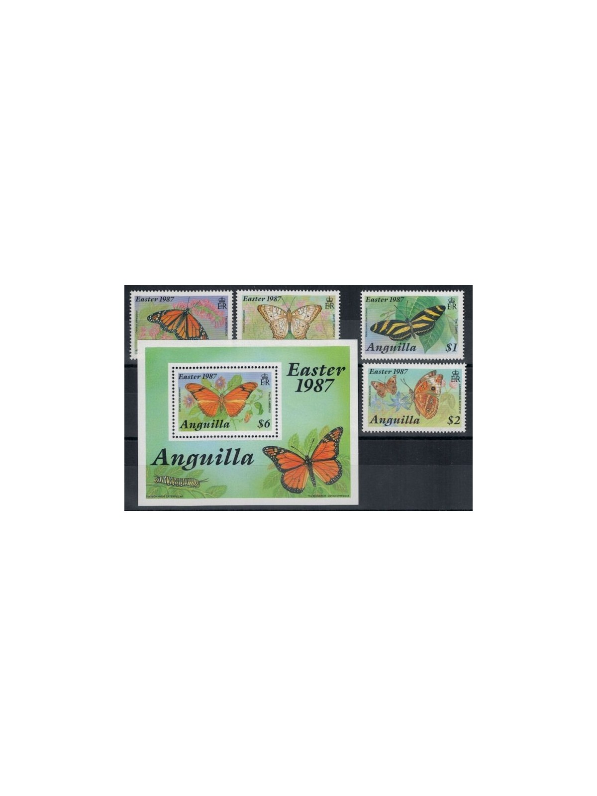 ANGUILLA 1987 Fauna, butterflies 4v + 1 s/s MNH**