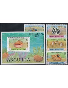 ANGUILLA 1987 Marine life 4v + 1 s/s MNH**
