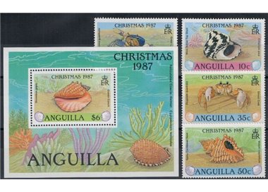 ANGUILLA 1987 Vita marina 4v + 1 BF MNH**