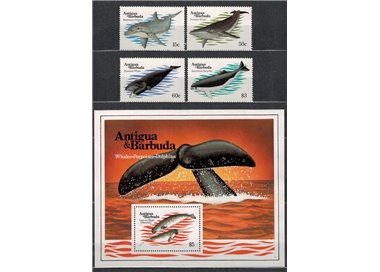 ANTIGUA E BARBUDA 1983 Fauna marina 4v + 1 BF MNH**
