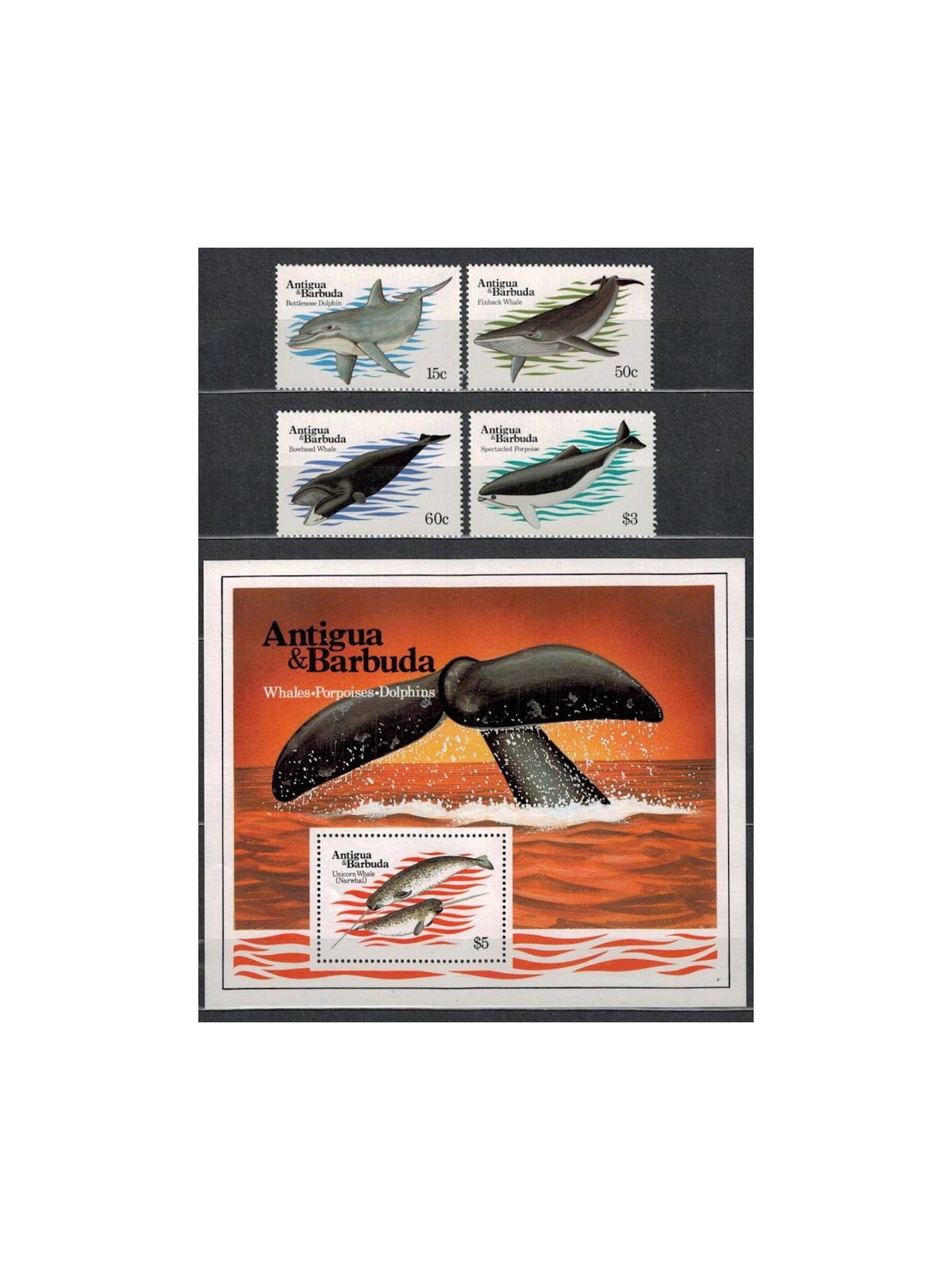 ANTIGUA E BARBUDA 1983 Fauna marina 4v + 1 BF MNH**