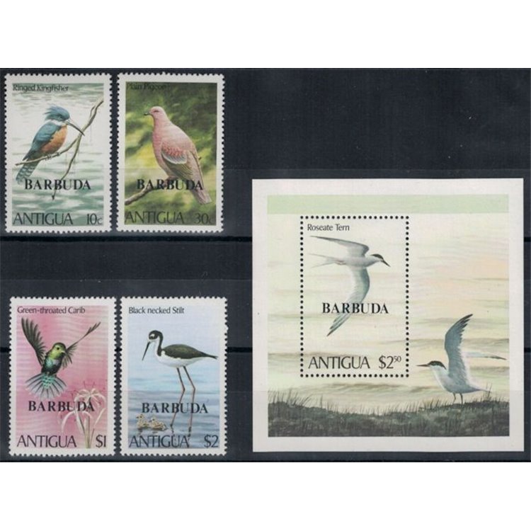 ANTIGUA E BARBUDA 1980 Fauna, uccelli 4v + 1 BF MNH**