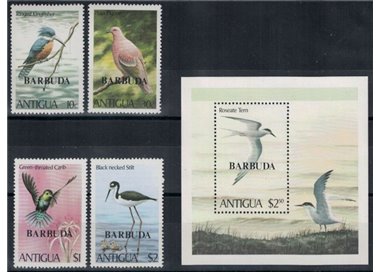 ANTIGUA E BARBUDA 1980 Fauna, uccelli 4v + 1 BF MNH**