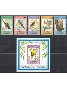 ANTIGUA AND BARBUDA 1984 Birds 5v + 1 s/s MNH**