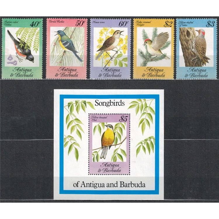 ANTIGUA AND BARBUDA 1984 Birds 5v + 1 s/s MNH**