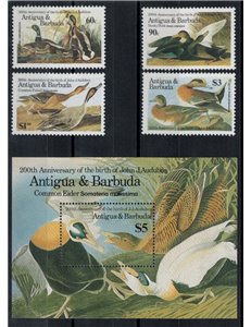 ANTIGUA E BARBUDA 1986 John James Audubon, uccelli 4v + 1 BF MNH**