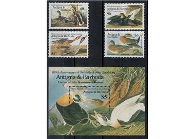 ANTIGUA E BARBUDA 1986 John James Audubon, uccelli 4v + 1 BF MNH**