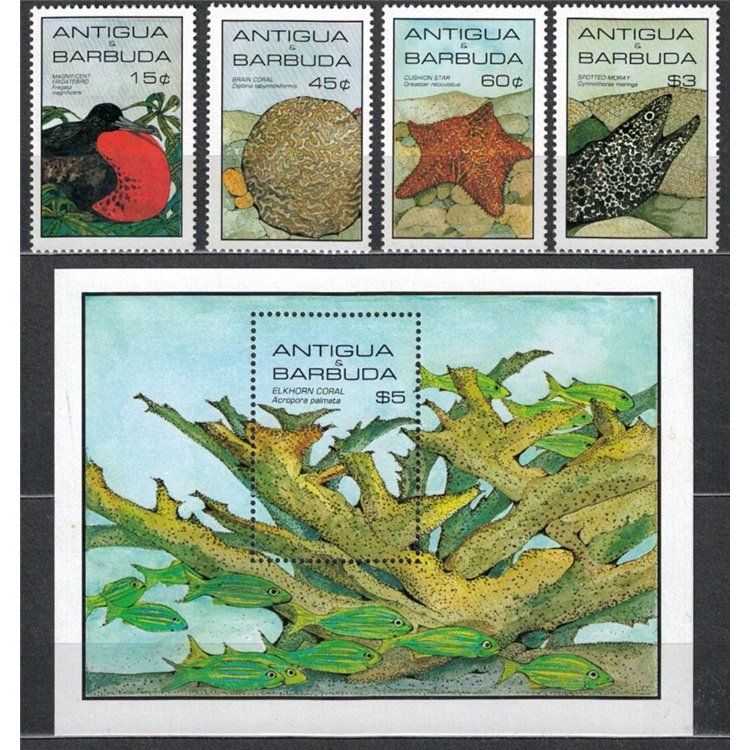 ANTIGUA E BARBUDA 1985 Fauna, animali 4v + 1 BF MNH**