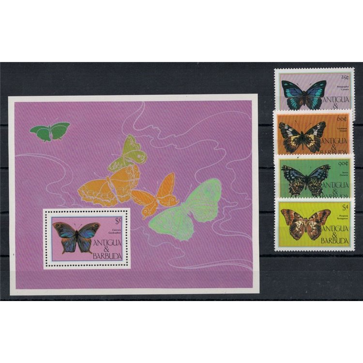 ANTIGUA E BARBUDA 1985 Fauna, farfalle 4v + 1 BF MNH**