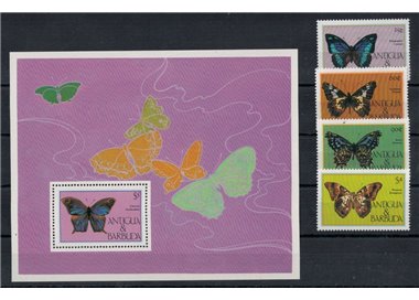 ANTIGUA AND BARBUDA 1985 Fauna, butterflies 4v + 1 s/s MNH**