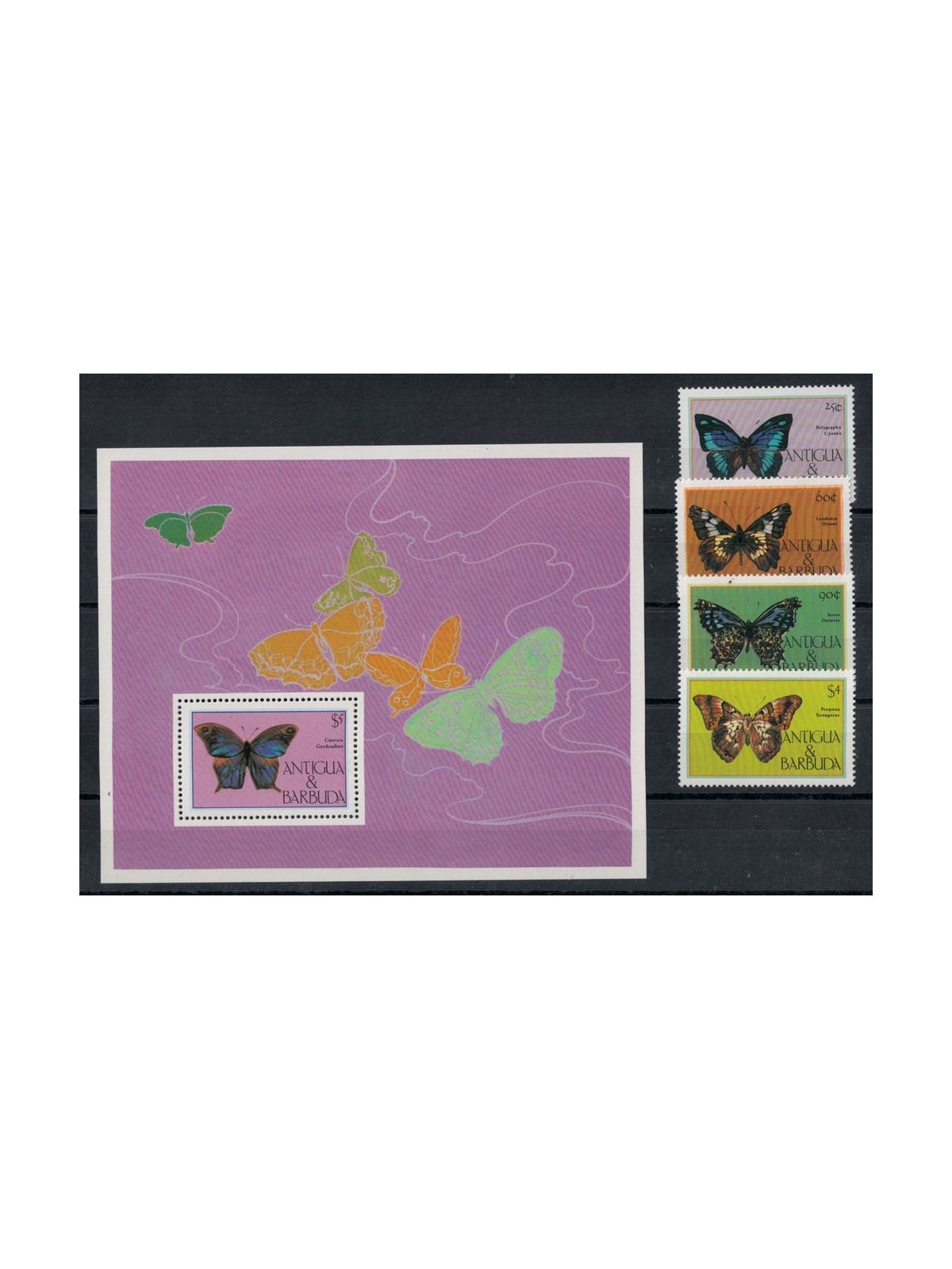 ANTIGUA AND BARBUDA 1985 Fauna, butterflies 4v + 1 s/s MNH**