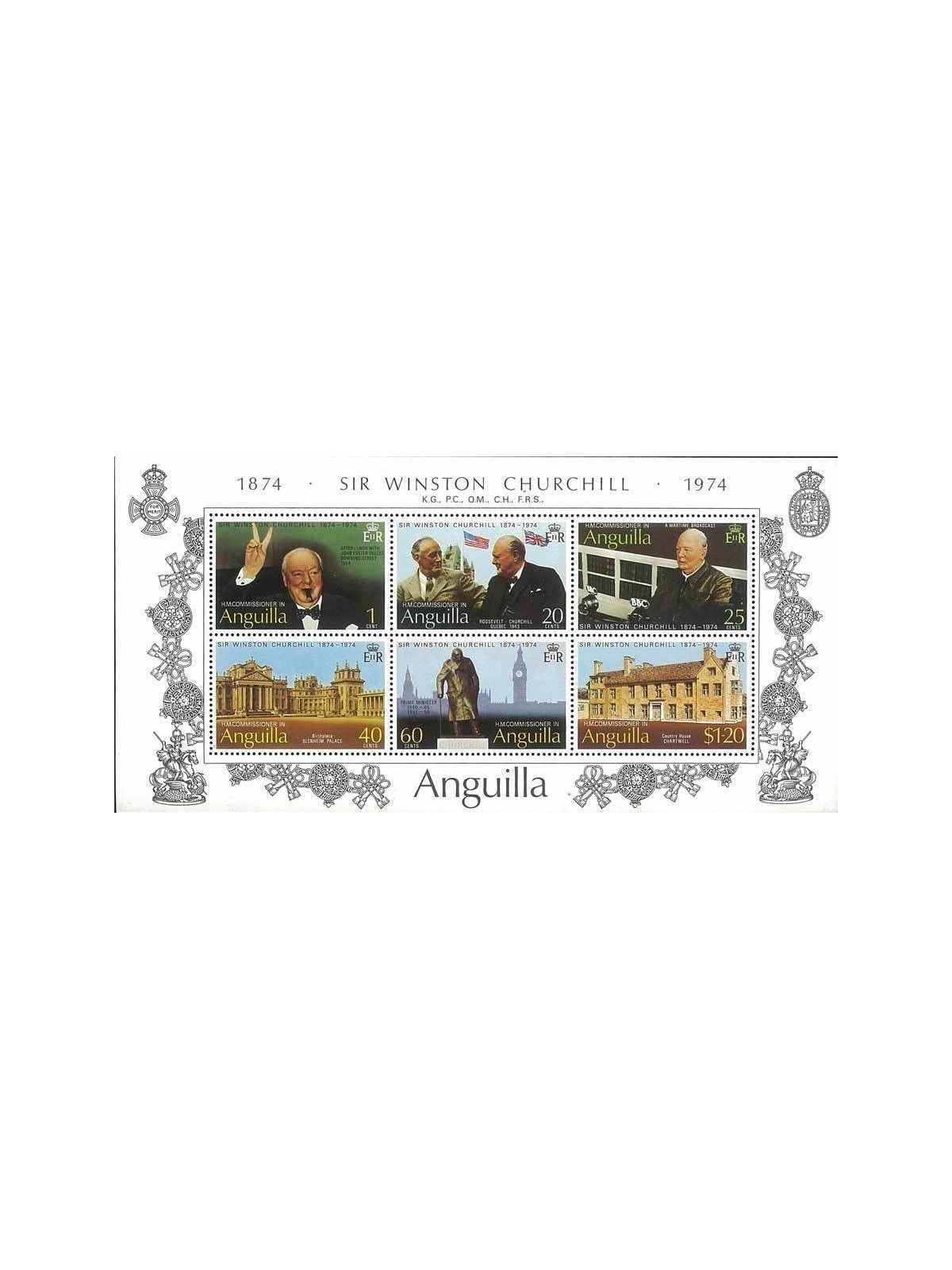 ANGUILLA 1974 Centenary Winston Churchill s/s MNH**