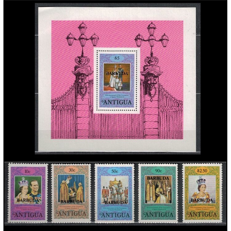 ANTIGUA 1978 25th Coronation Anniversary / Silver Coronation 5v + 1 s/s MNH**