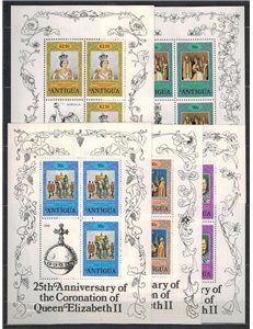 ANTIGUA 1978 25° Anniversario Incoronazione / Silver coronation 5 MF MNH**