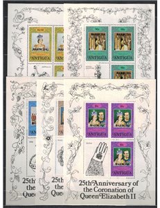 ANTIGUA AND BARBUDA 1978 25th Coronation Anniversary 5 m/s MNH**