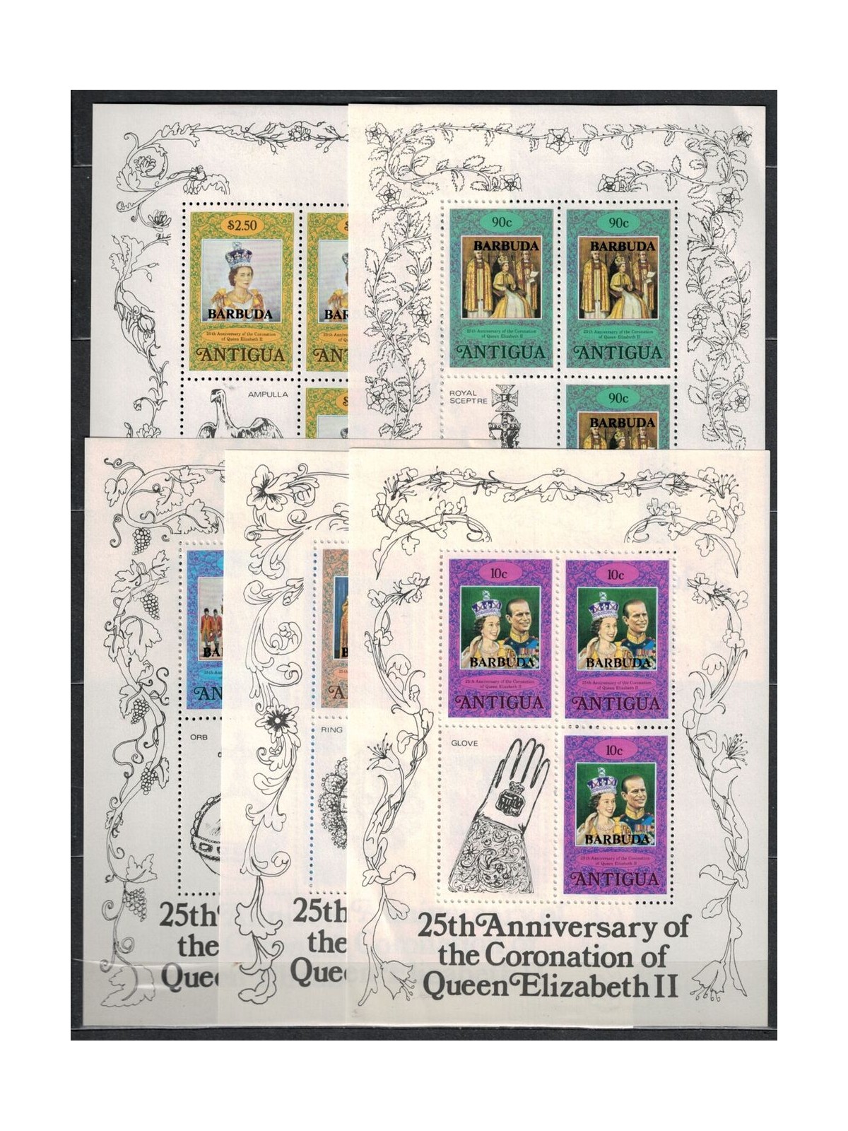ANTIGUA AND BARBUDA 1978 25th Coronation Anniversary 5 m/s MNH**