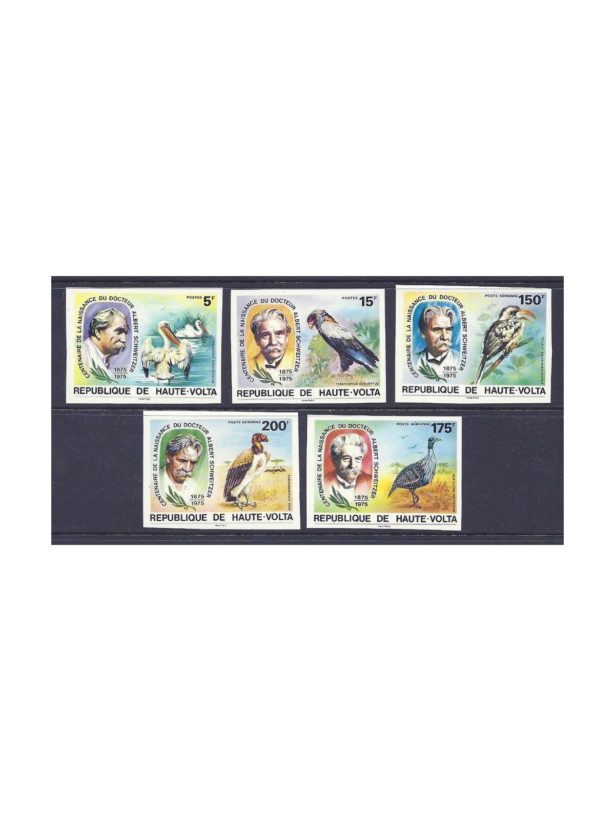 UPPER VOLTA 1975 Albert Schweitzer, birds 5v MNH**