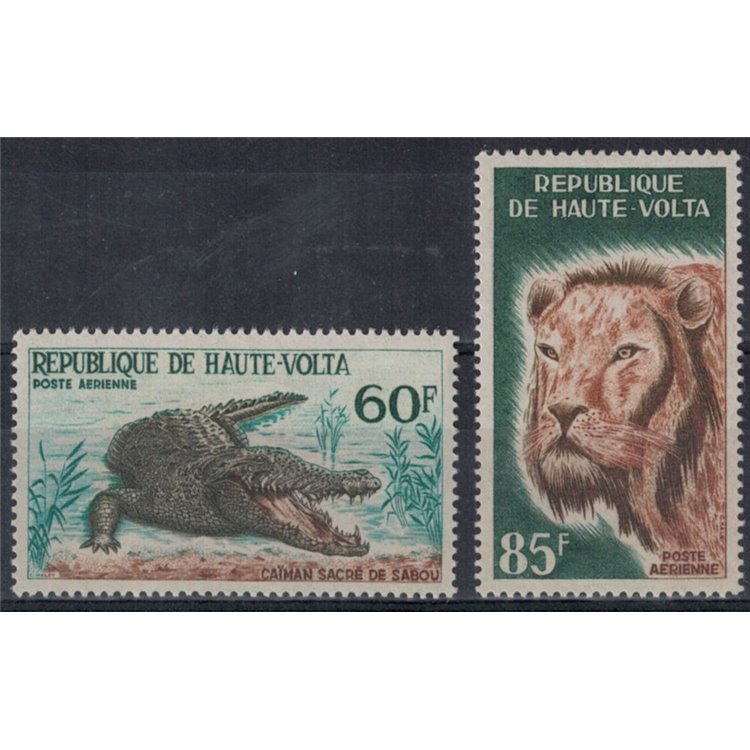ALTO VOLTA 1965 Animali, posta aerea 2v MNH**