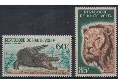 ALTO VOLTA 1965 Animali, posta aerea 2v MNH**