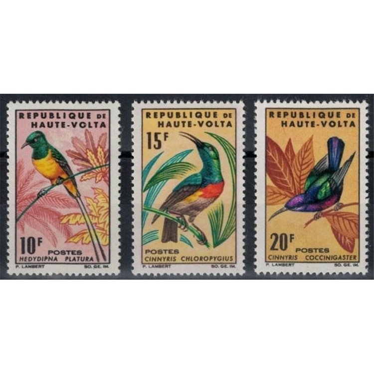 UPPER VOLTA 1965 Definitives, birds 3v MNH**