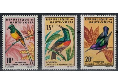 UPPER VOLTA 1965 Definitives, birds 3v MNH**