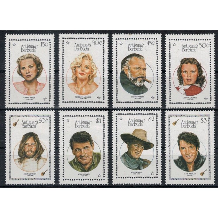 ANTIGUA AND BARBUDA 1987 Entertainment Personalities 8v MNH**