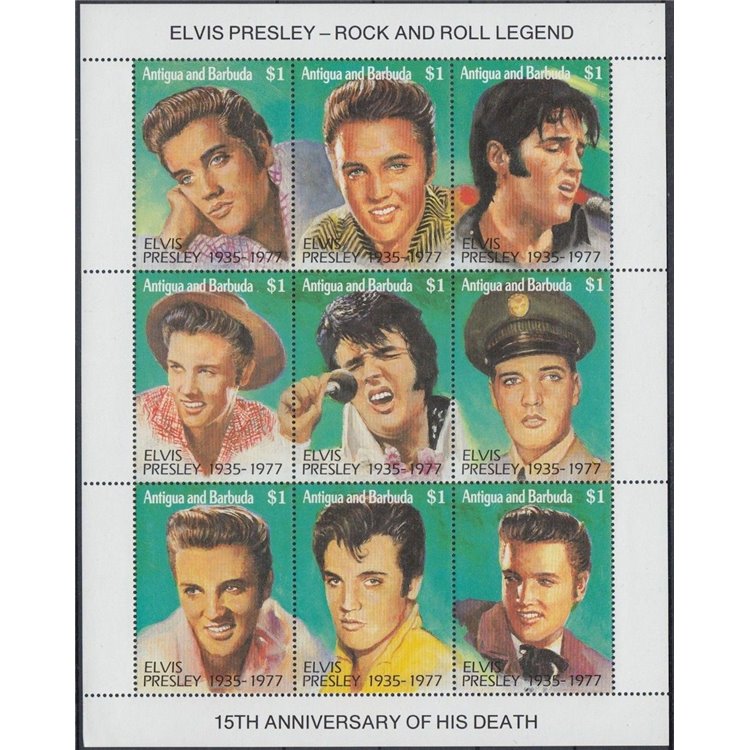 ANTIGUA E BARBUDA 1992 Elvis Presley 9v MNH**