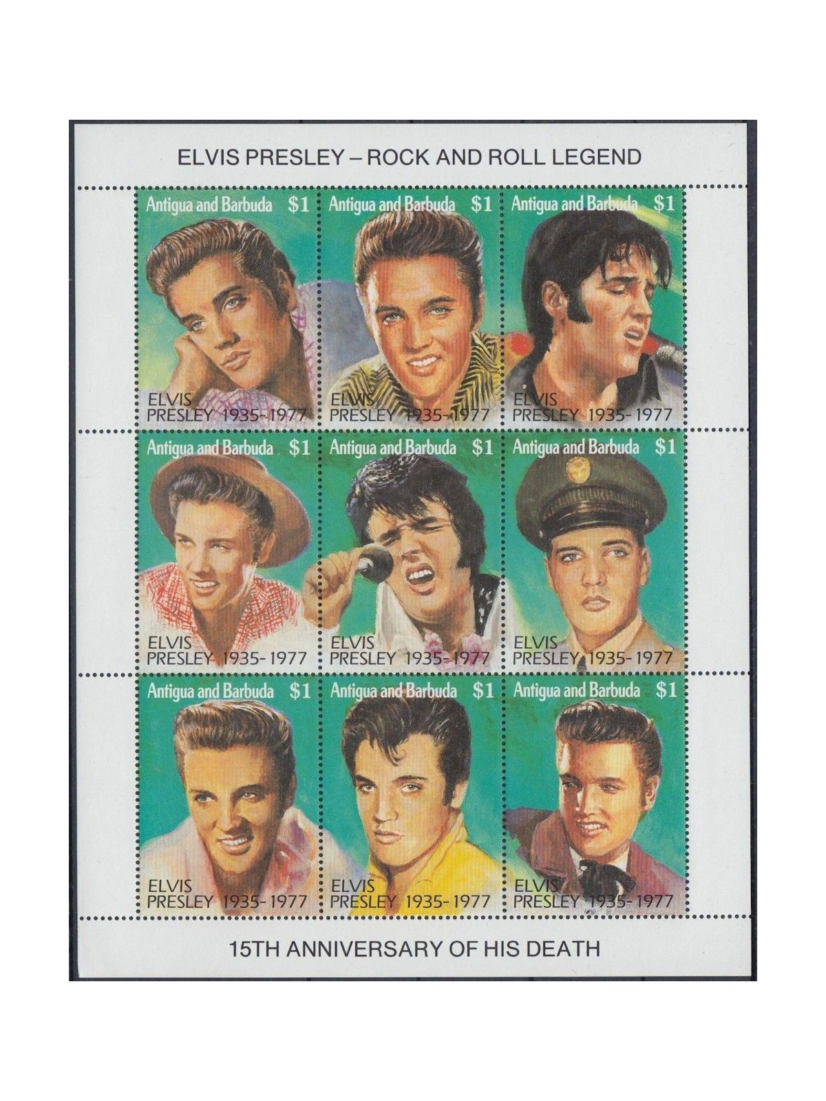 ANTIGUA E BARBUDA 1992 Elvis Presley 9v MNH**