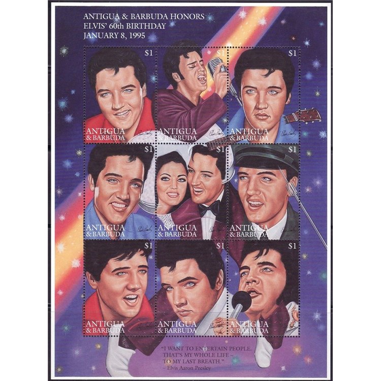 ANTIGUA AND BARBUDA 1995 Elvis Presley 9v MNH**