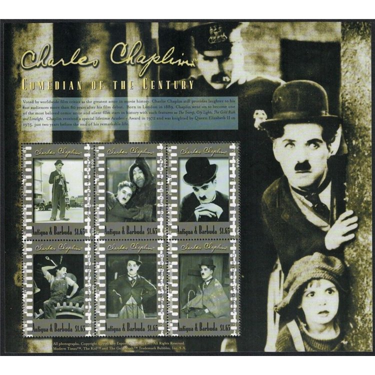 ANTIGUA AND BARBUDA 2000 Charlie Chaplin 6v MNH**