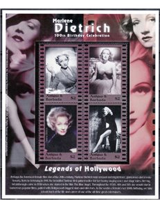 ANTIGUA E BARBUDA 2001 Marlene Dietrich 4v MNH**