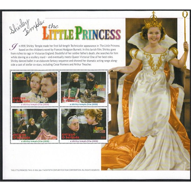 ANTIGUA E BARBUDA 2001 The Little Princess (I) Shirley Temple 4v MNH**