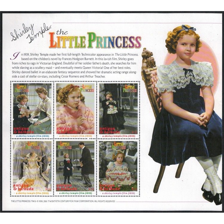 ANTIGUA E BARBUDA 2001 The Little Princess (II) Shirley Temple 6v MNH**