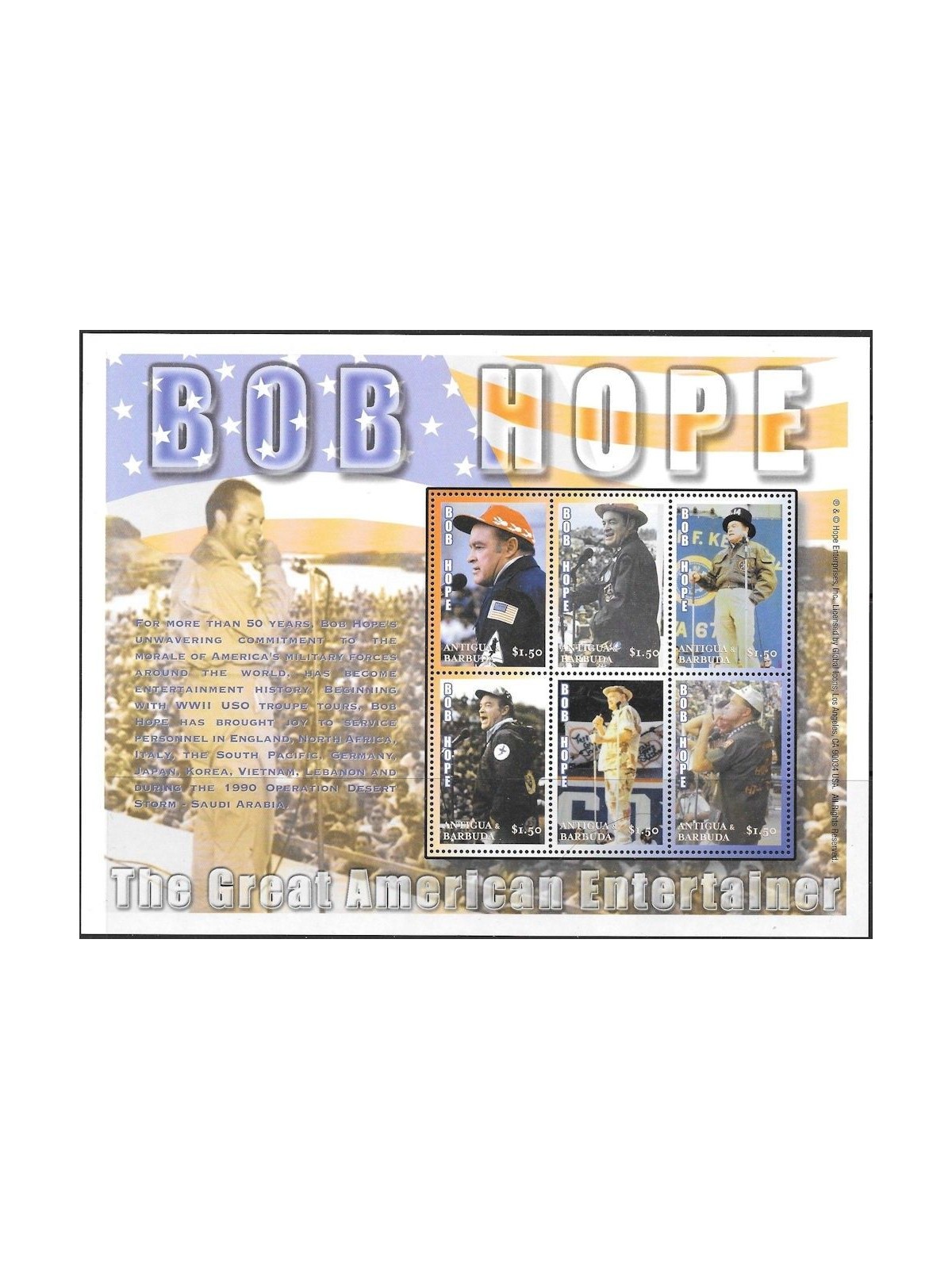 ANTIGUA E BARBUDA 2002 Bob Hope 6v MNH**