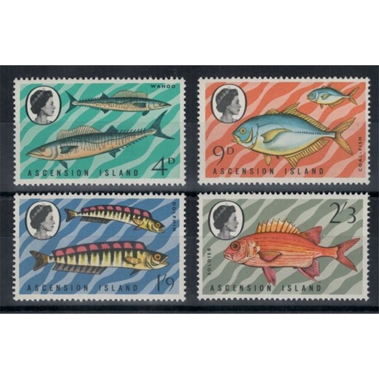 ASCENSION 1970 Serie ordinaria, pesci 4v MNH**