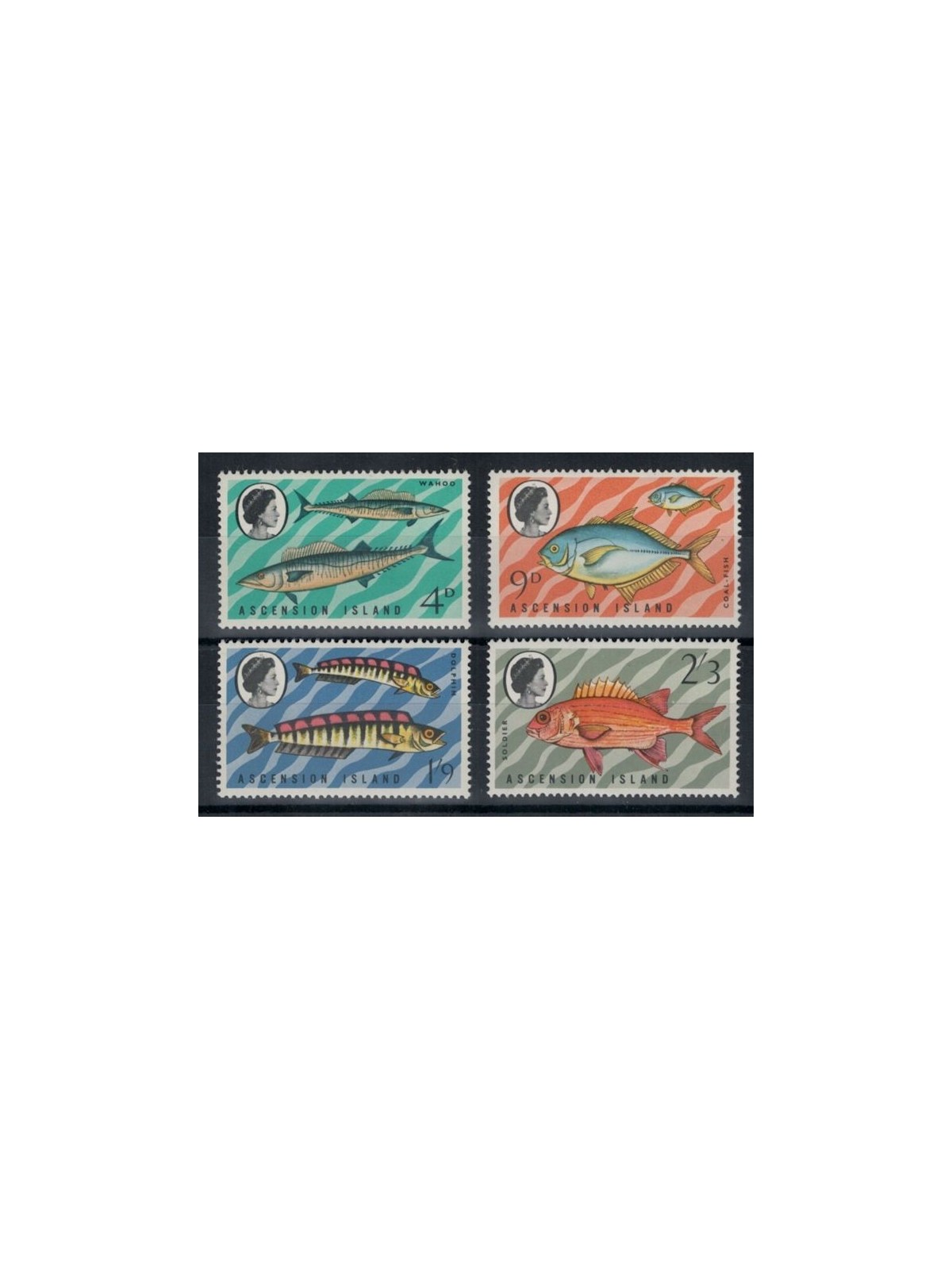 ASCENSION 1970 Serie ordinaria, pesci 4v MNH**