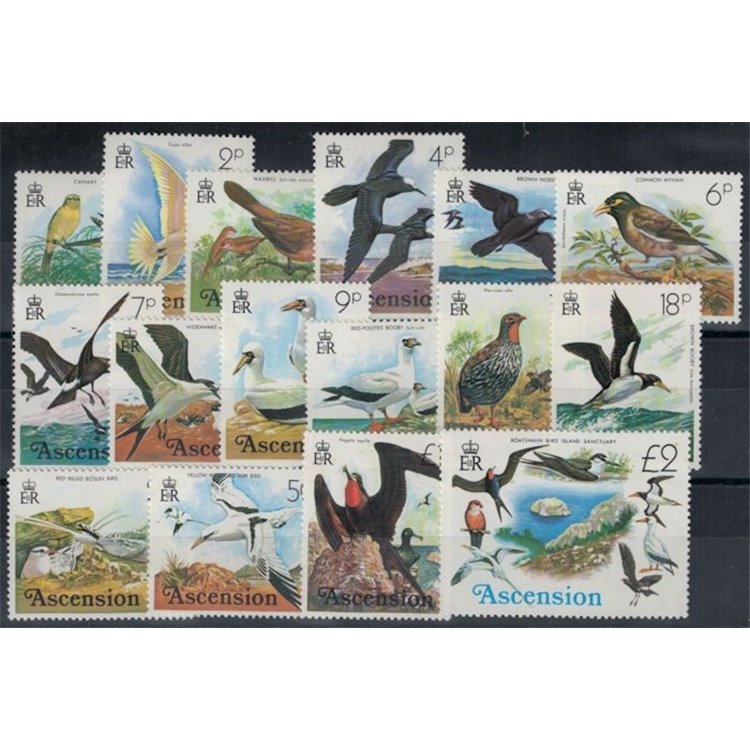 ASCENSION 1976 Ordinary series, birds 16v MNH**