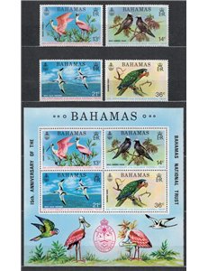 BAHAMAS 1974 Fauna, birds 4v + 1 s/s MNH**