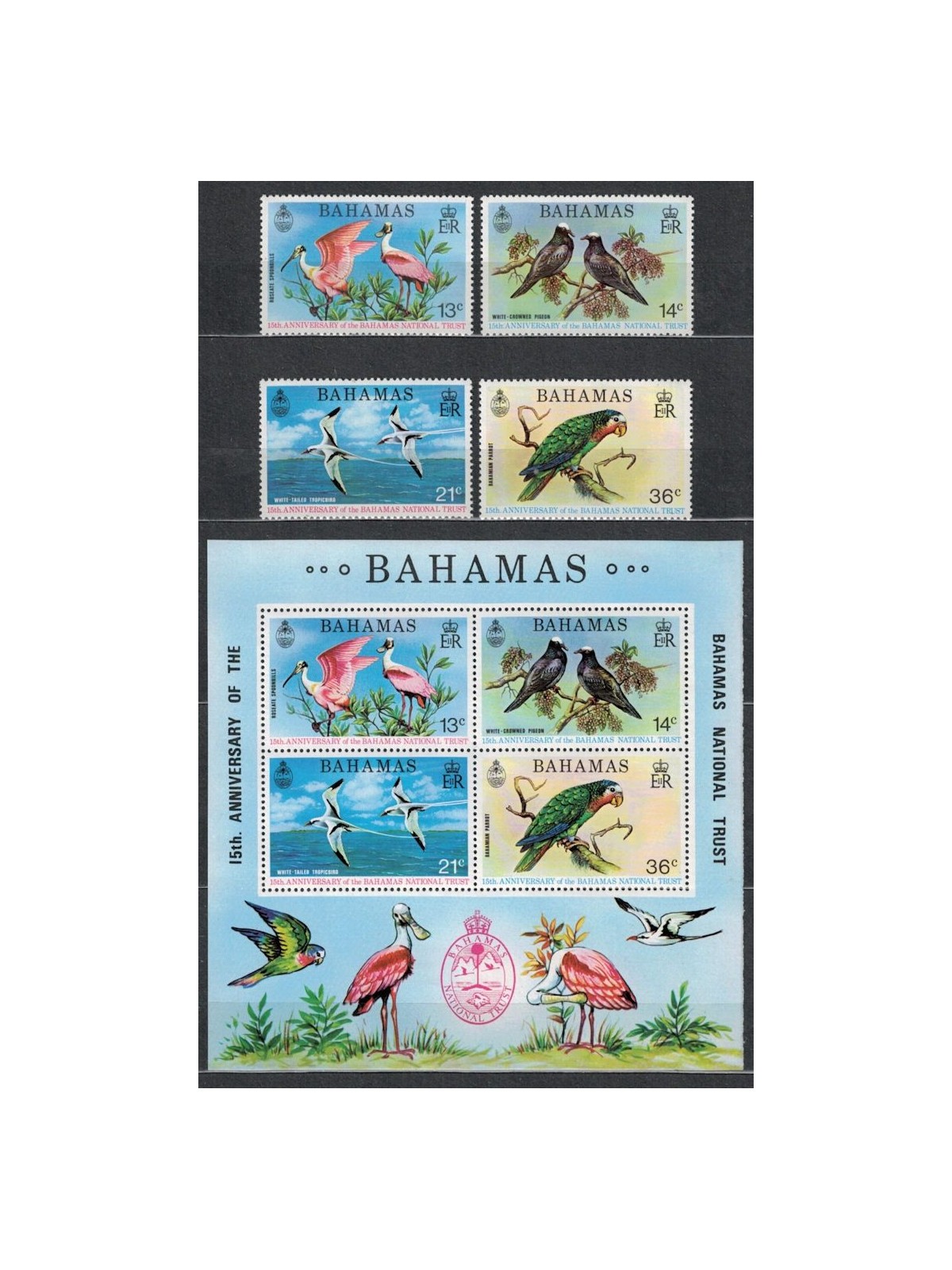 BAHAMAS 1974 Fauna, uccelli 4v + 1 BF MNH**