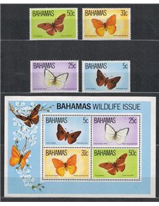 BAHAMAS 1983 Fauna, butterflies 4v + 1 s/s MNH**
