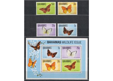 BAHAMAS 1983 Fauna, butterflies 4v + 1 s/s MNH**