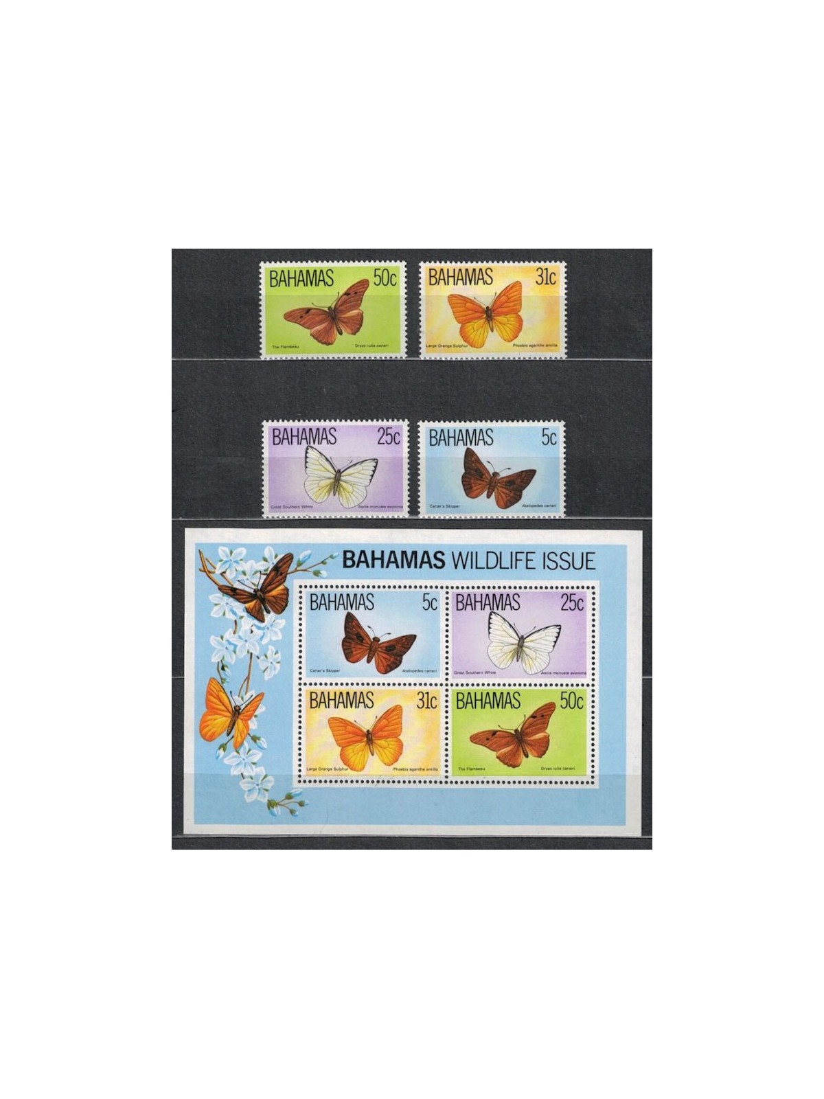 BAHAMAS 1983 Fauna, butterflies 4v + 1 s/s MNH**